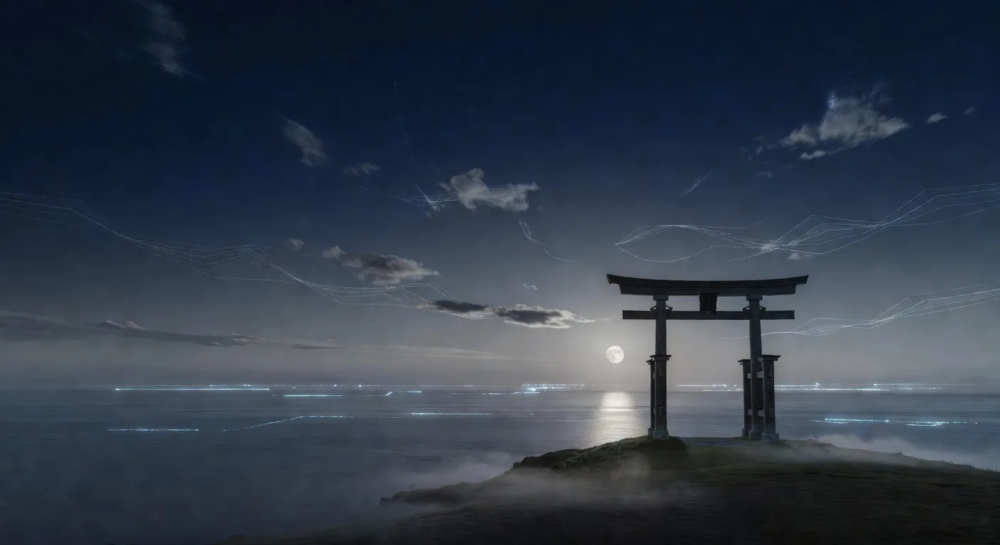 鳥居と月